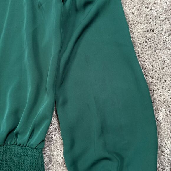 Bebe Green Lace Mesh Open Shoulder Top M Fairy Grunge Romantic Gothic Cottage - Picture 8 of 8